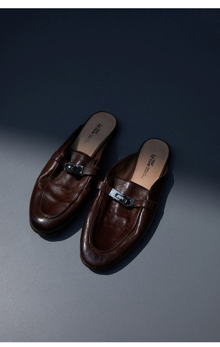 Leather Buckle Mules