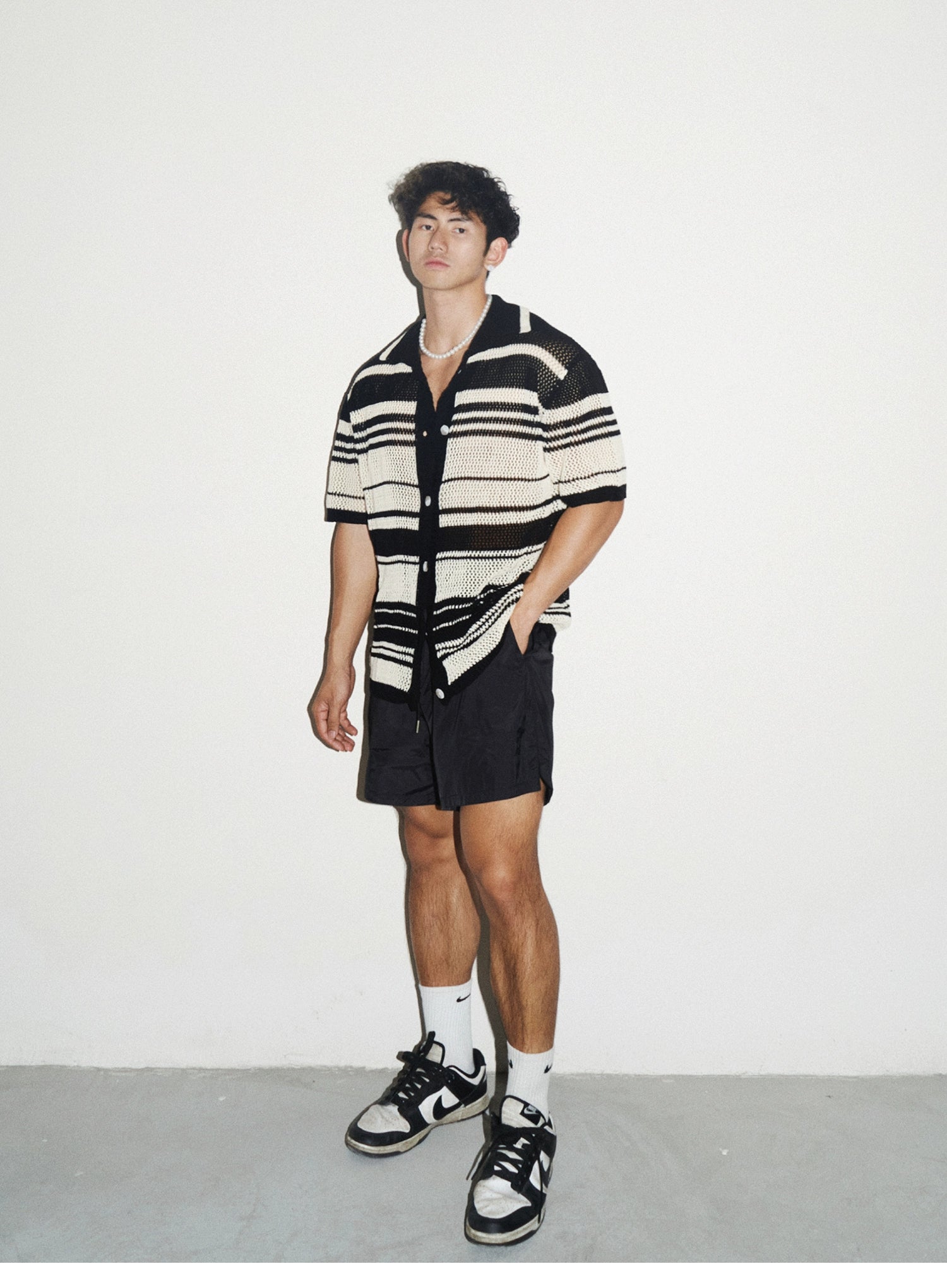 Hollow Out Niche Striped Shirt
