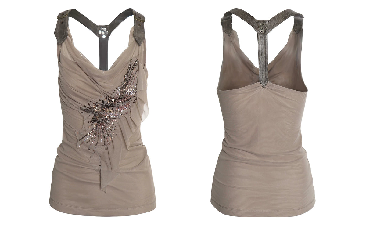 Arden Sequin Drape Buckle Tank Top