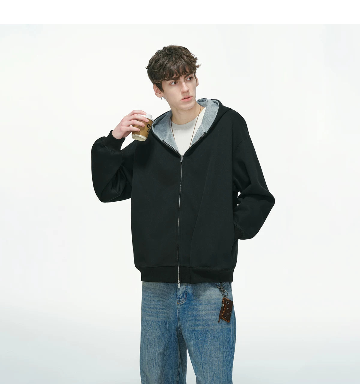 Dual-Tone Varsity Zip Hoodie