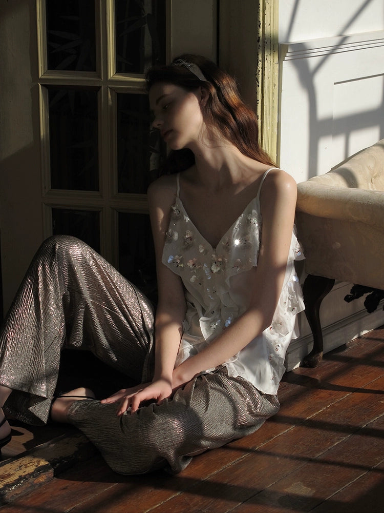 Sequin Embellished Sheer Overlay Dress