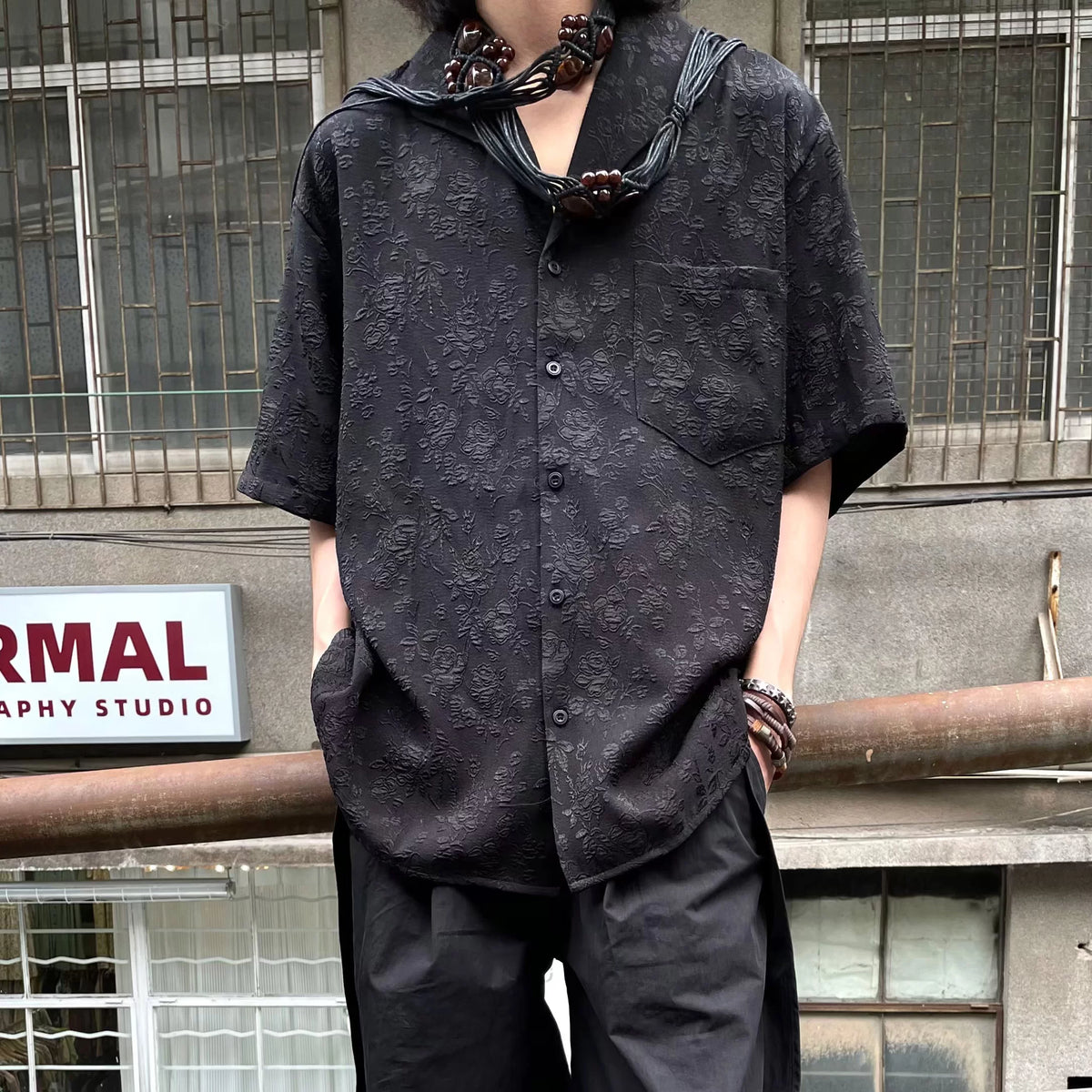 Obsidian Rose Jacquard Camp Shirt