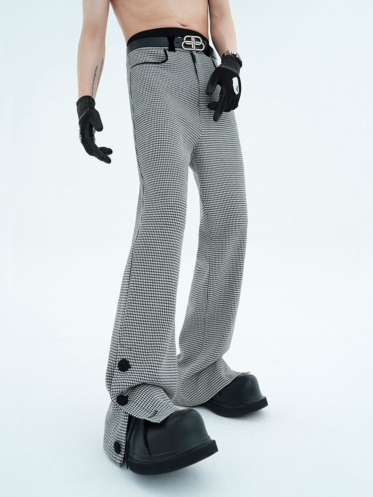 Houndstooth Split-Hem Pants