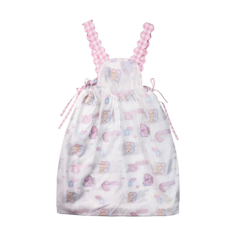 Sweet Teddy Bear Pinafore Dress