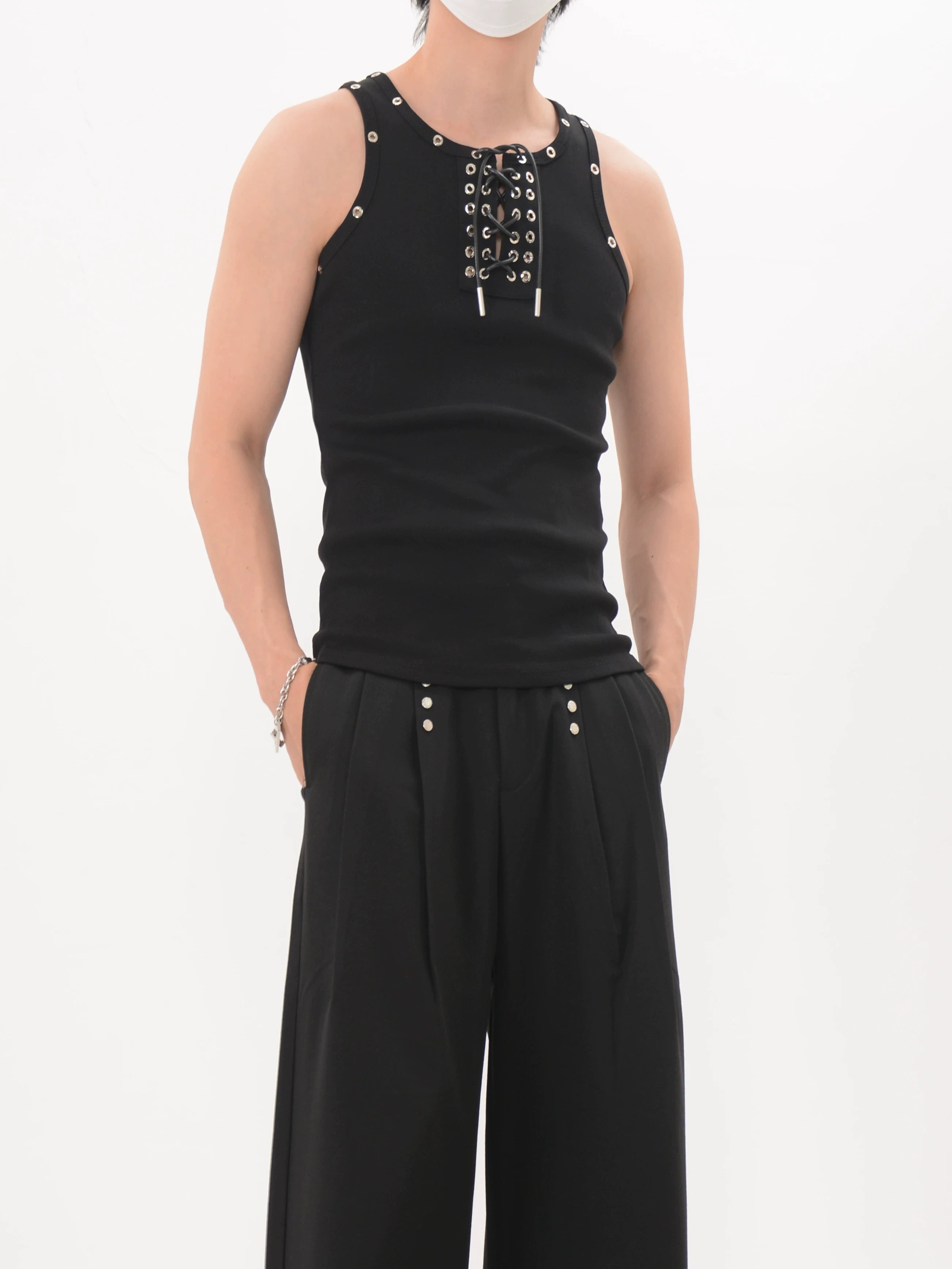 Midnight Grommet Lace Tank