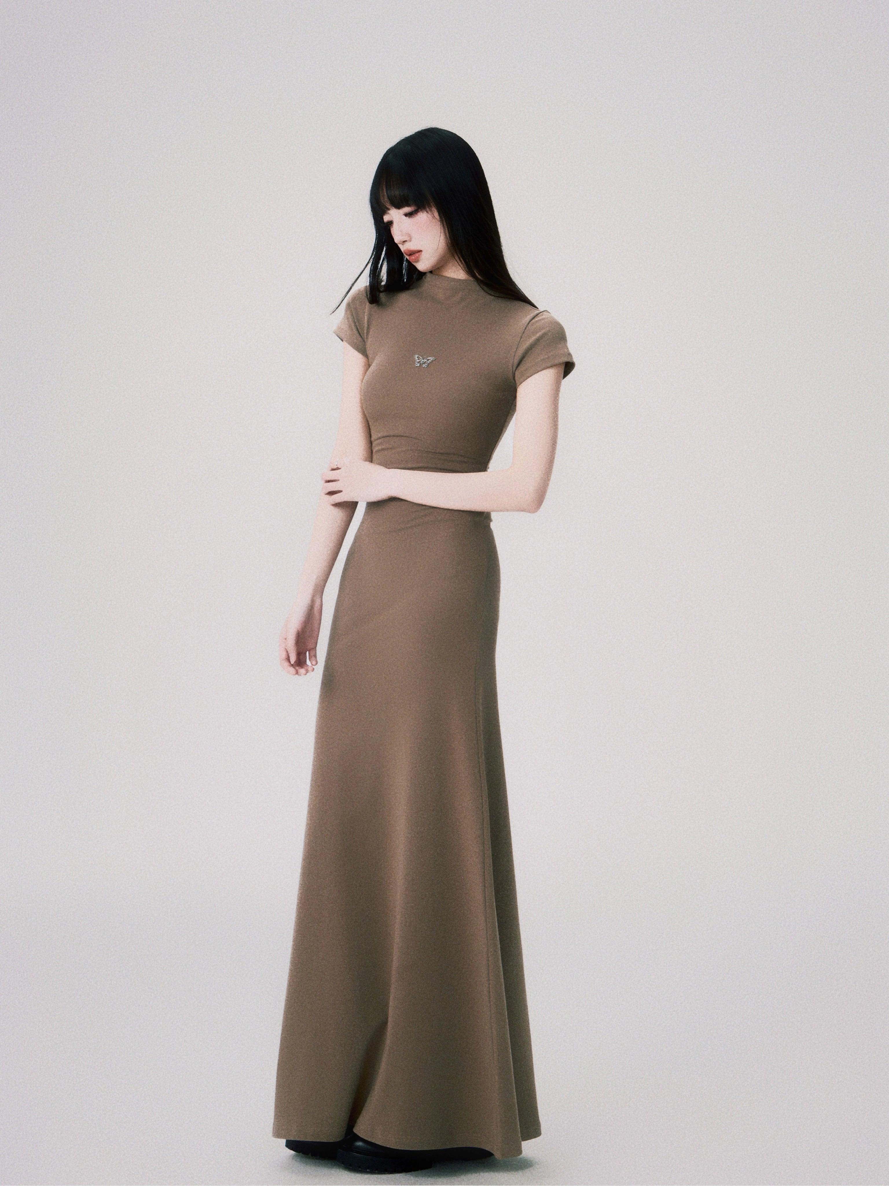 Luluswings Butterfly Emblem Fitted Maxi Dress - Women'S Elegant Evening Gown