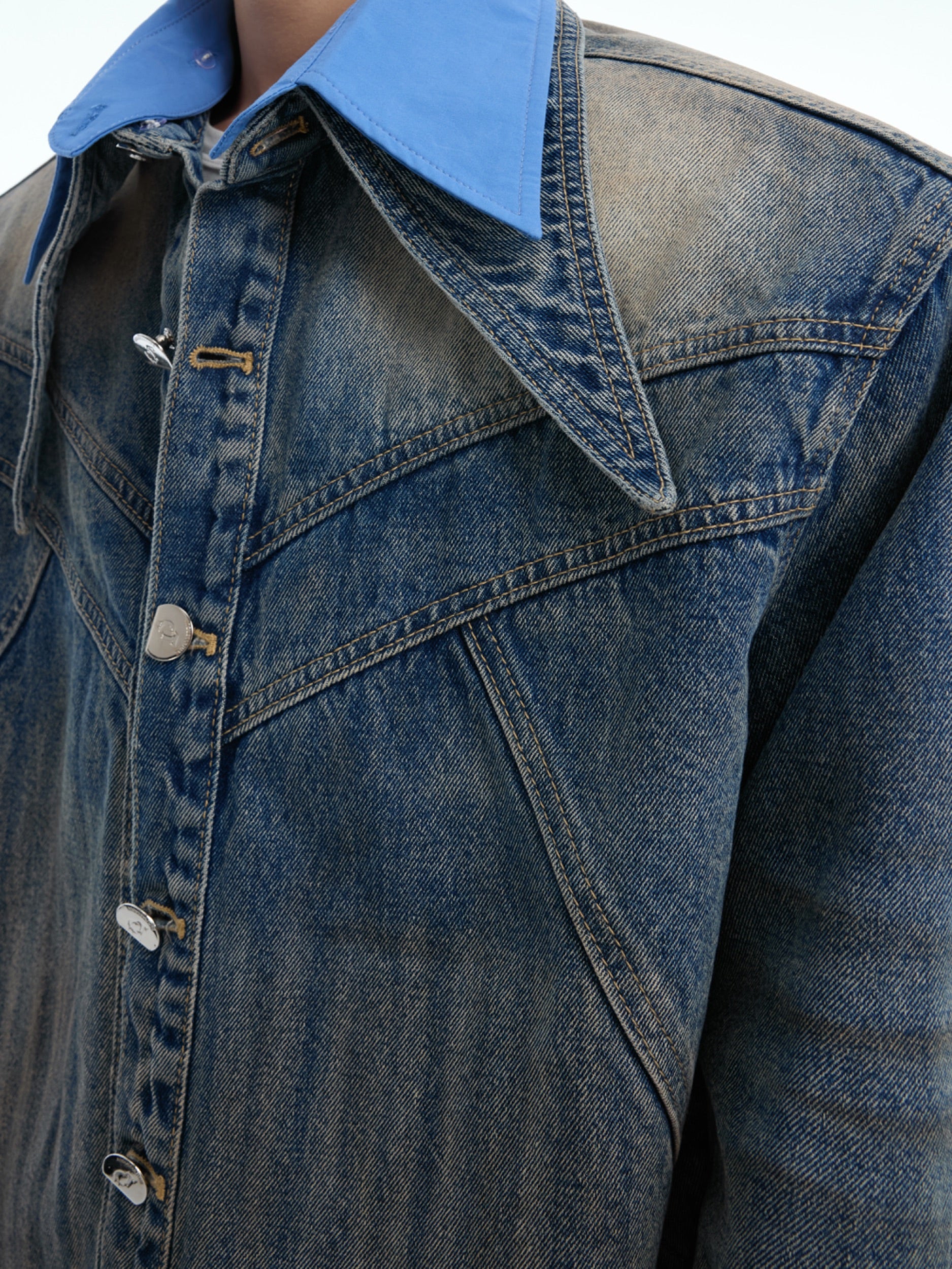 Layered Deconstructed Denim Trucker Jacket
