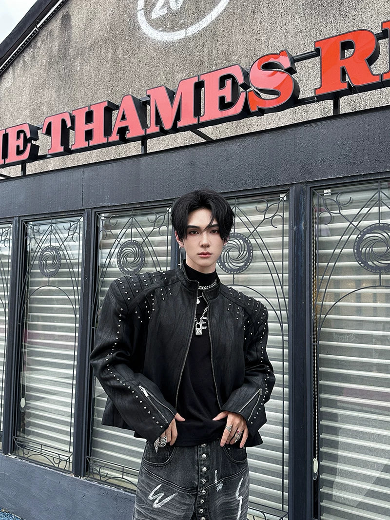 Shrapnel Studded Zip Jacket