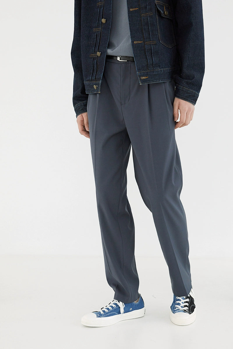 Pantalones de vestir de confort de doble plato