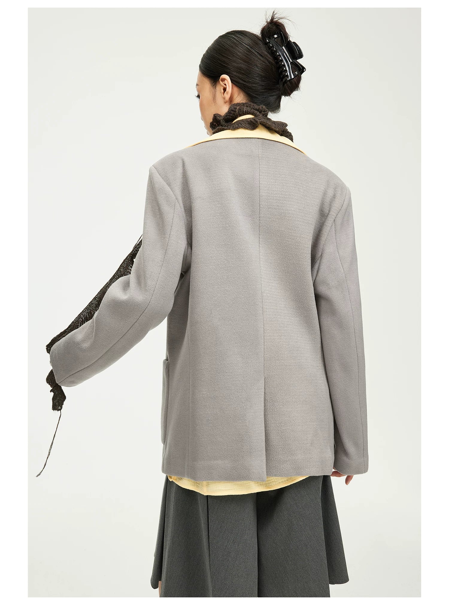 Toggle Closure Collarless Blazer
