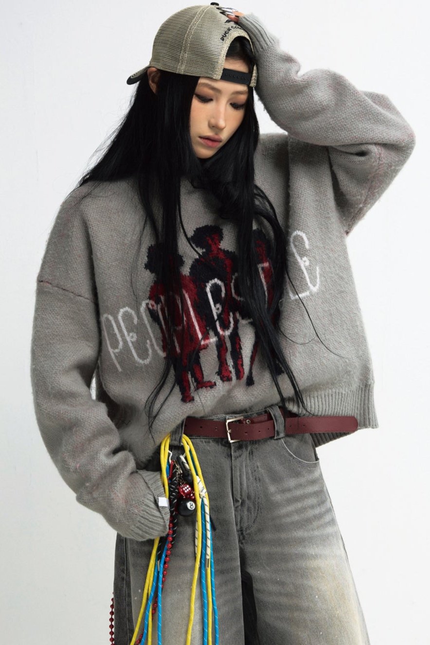 Men's Gray Casual Warm Pullover Sweater