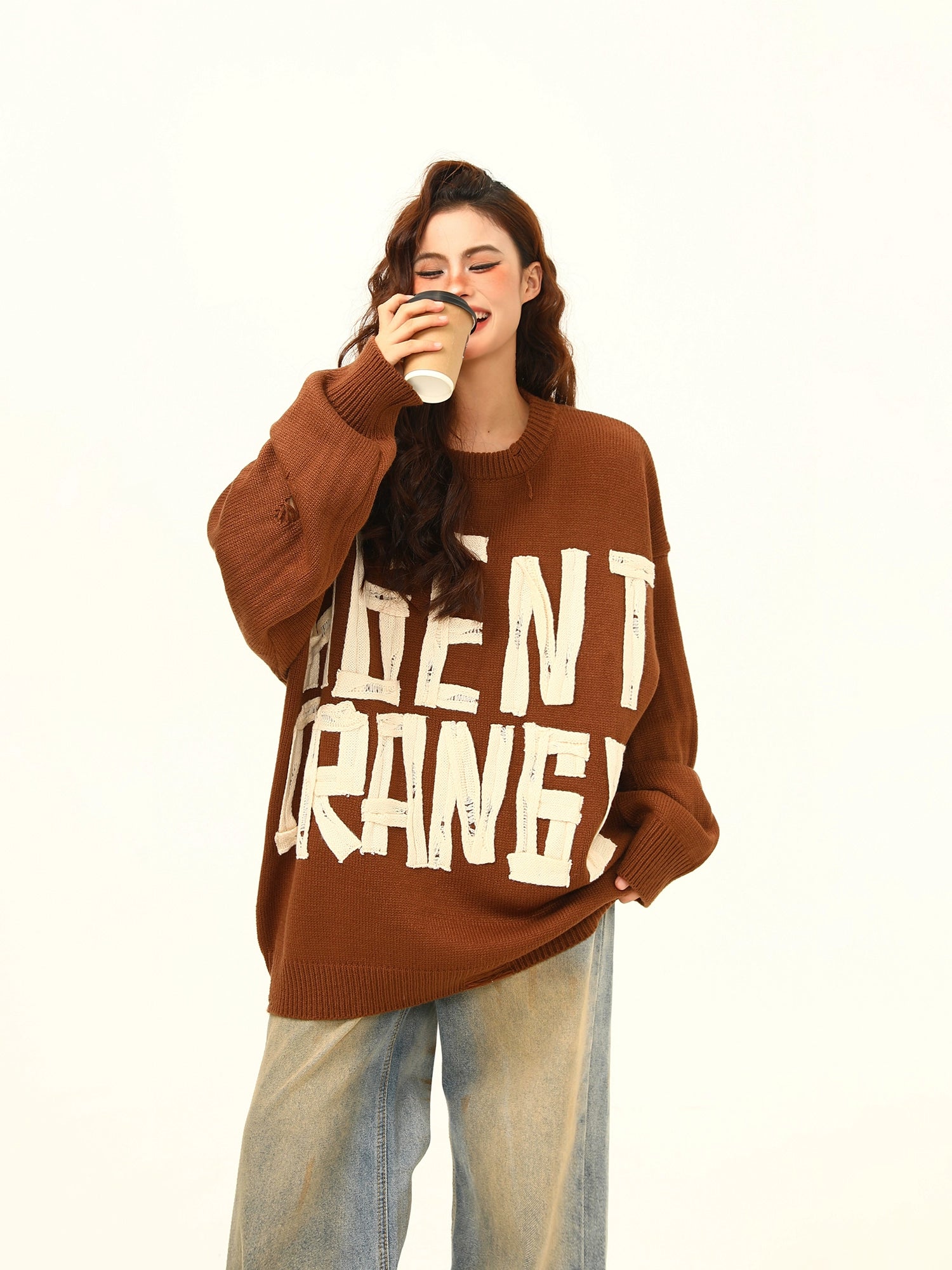 Agent Orange Distressed Knit Sweater