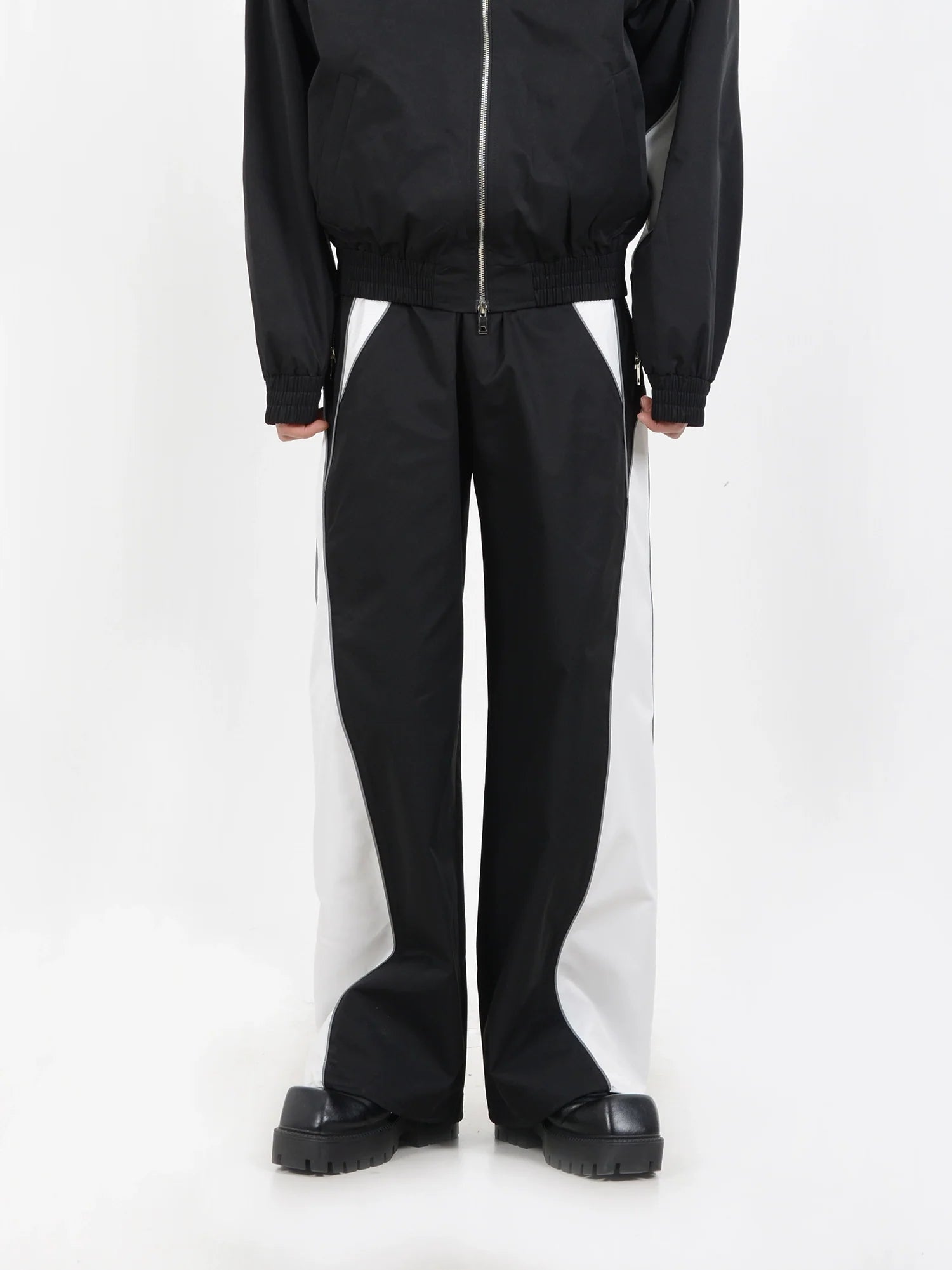 Sporty Jacket and Wide-Leg Track Pants