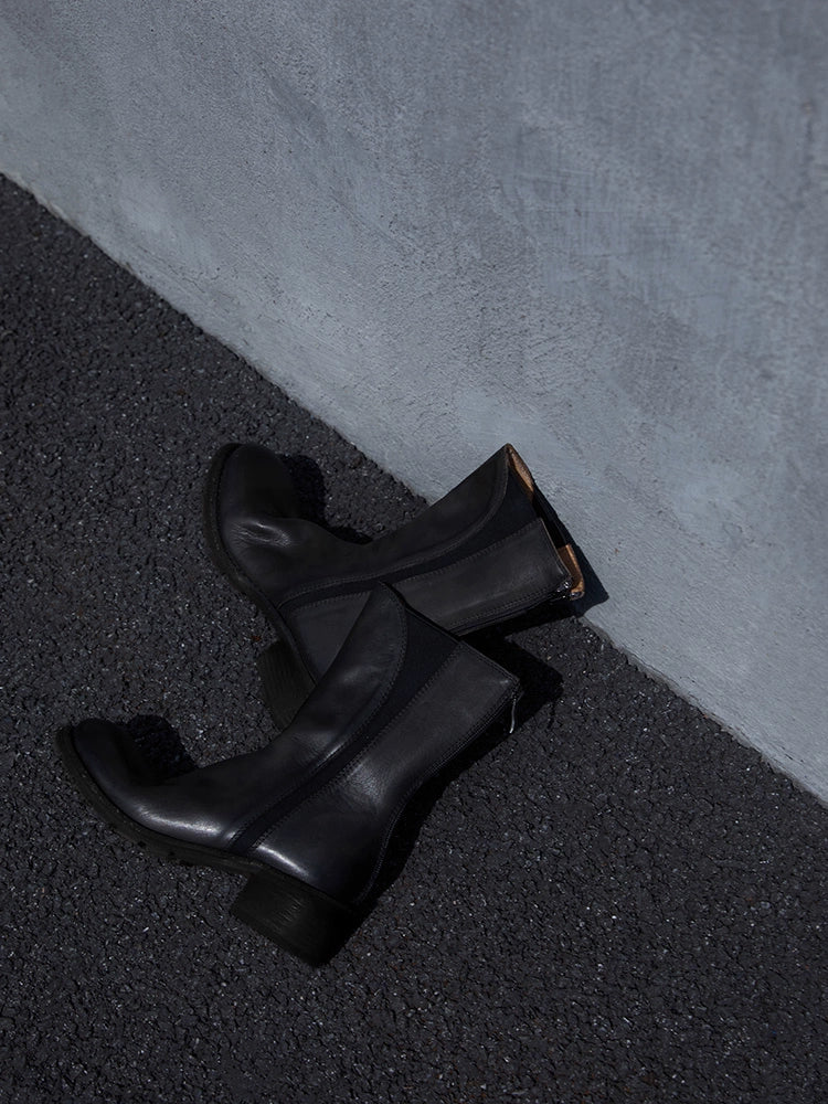 Leather Mid-Calf Boots