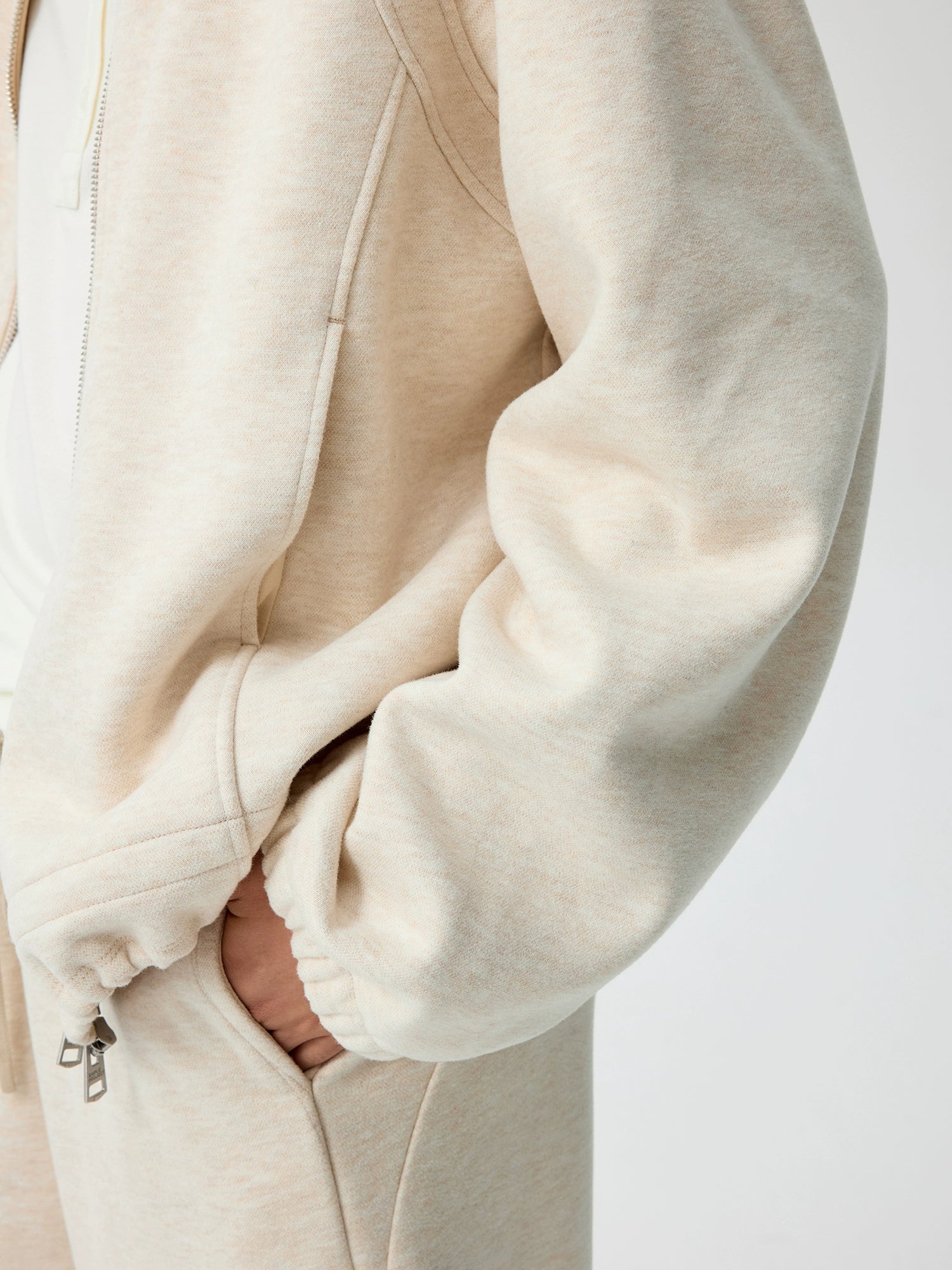 Relaxed Fit Fleece Zip-Up Track Jacket