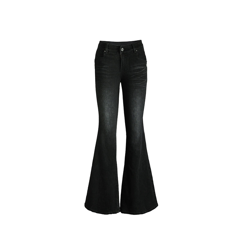 Jean micro-flare noir et bleu