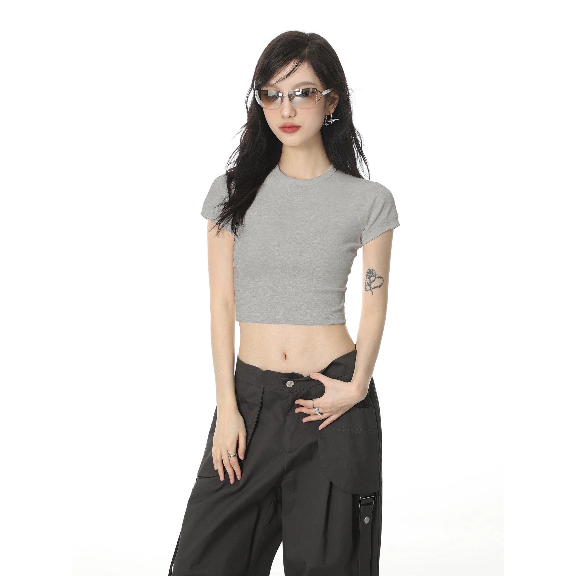 Feste Farbe Normaler Schulter kurzarm T-Shirt
