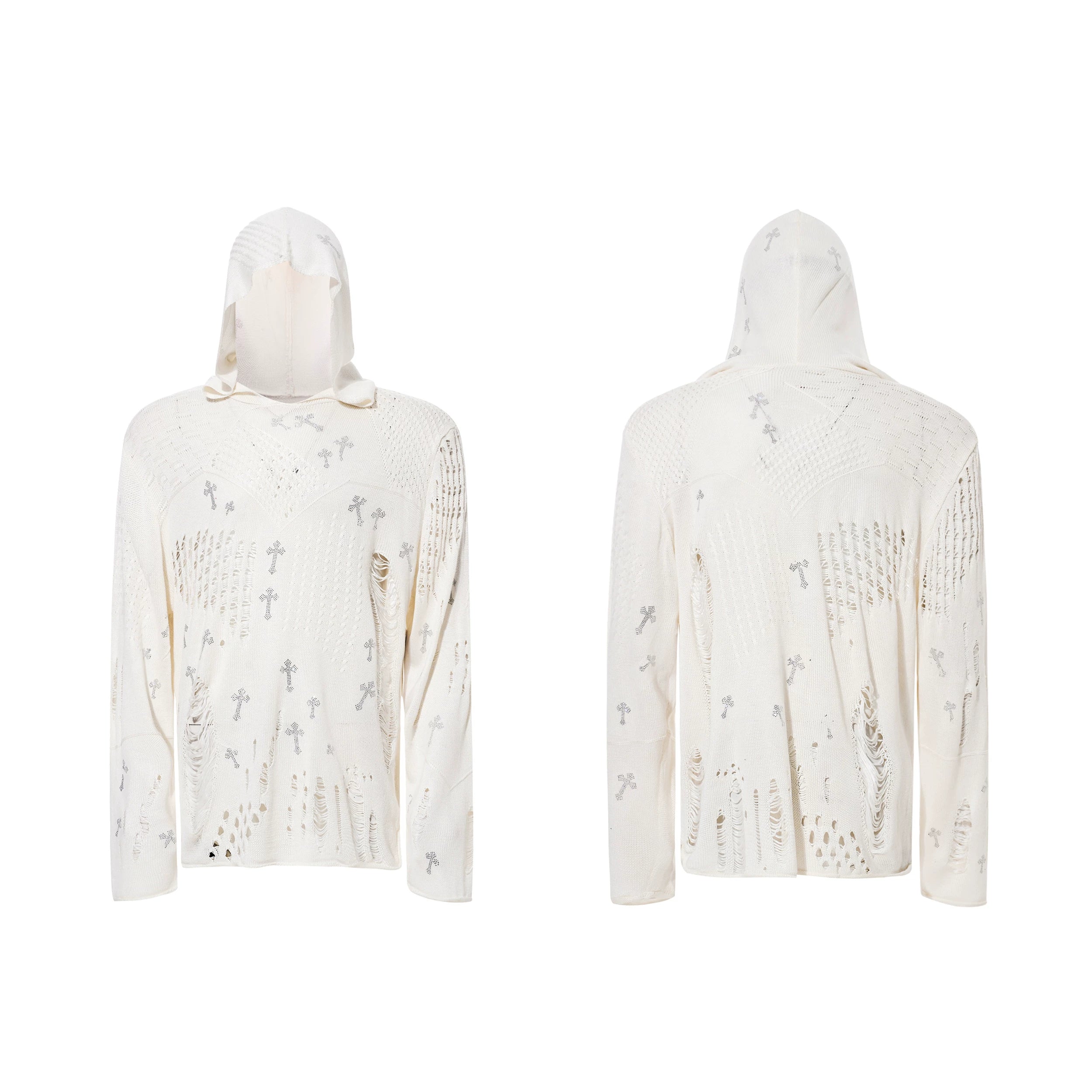 Fallen Cross Shred Knit Hoodie