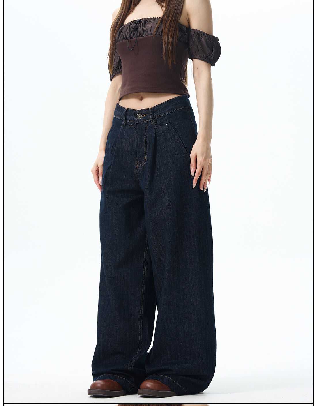 Dark Indigo Wide Leg Skater Jeans