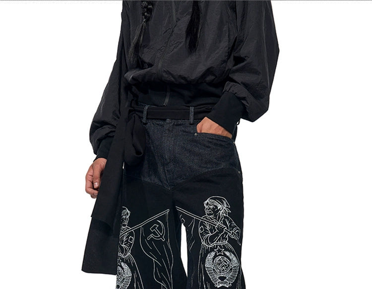 Black Streetwear Graphic Shorts