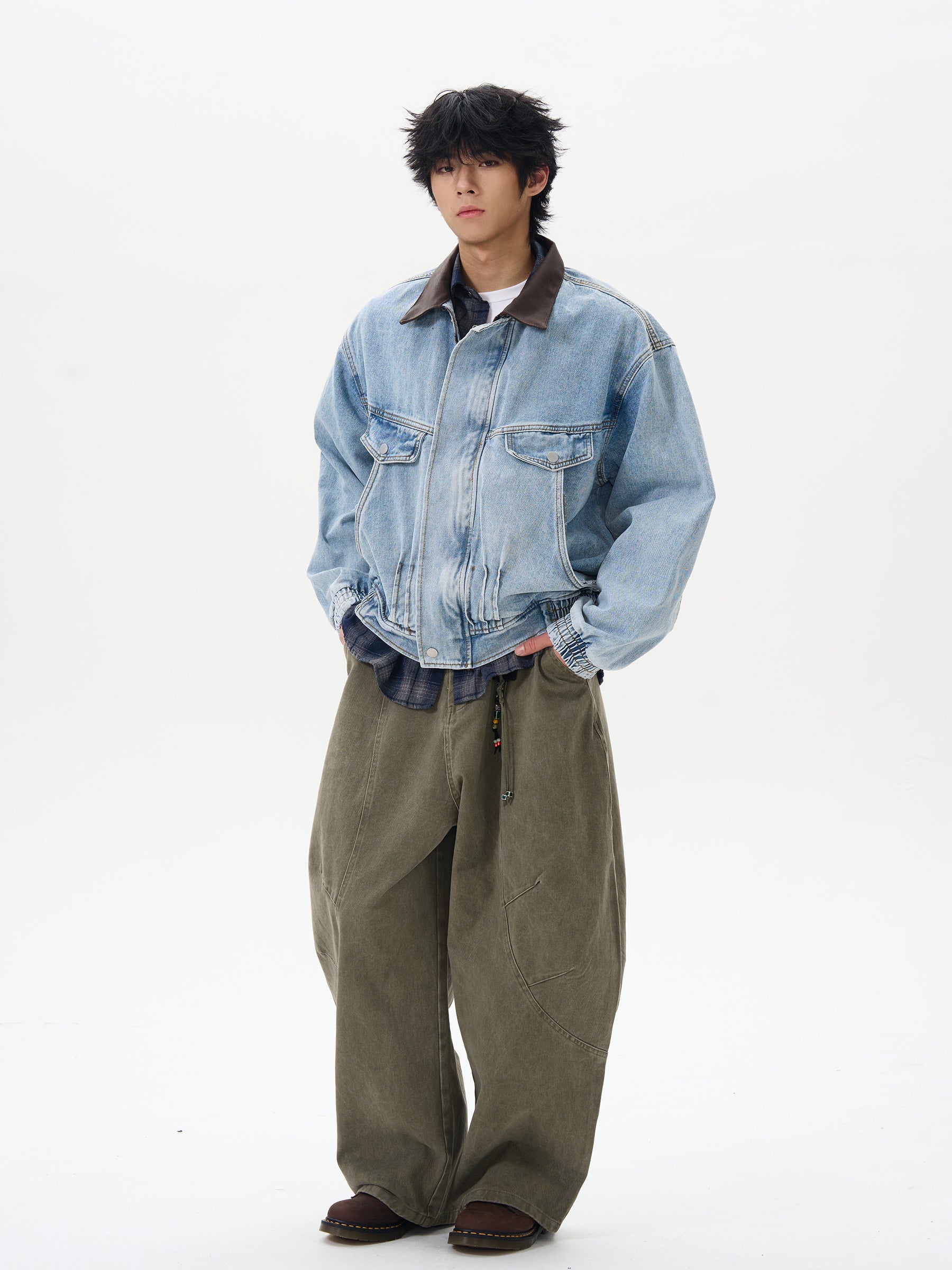 Vintage Corduroy Collar Denim Jacket