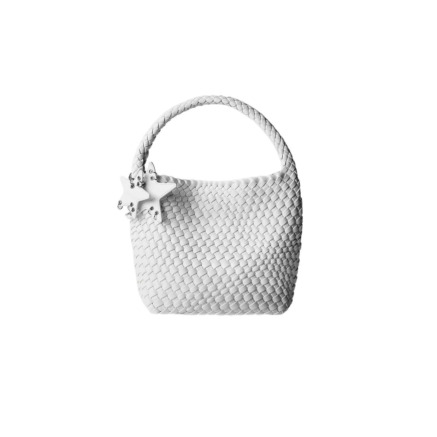 Metallic Braided Star Hobo Tote - Cloud White / Small
