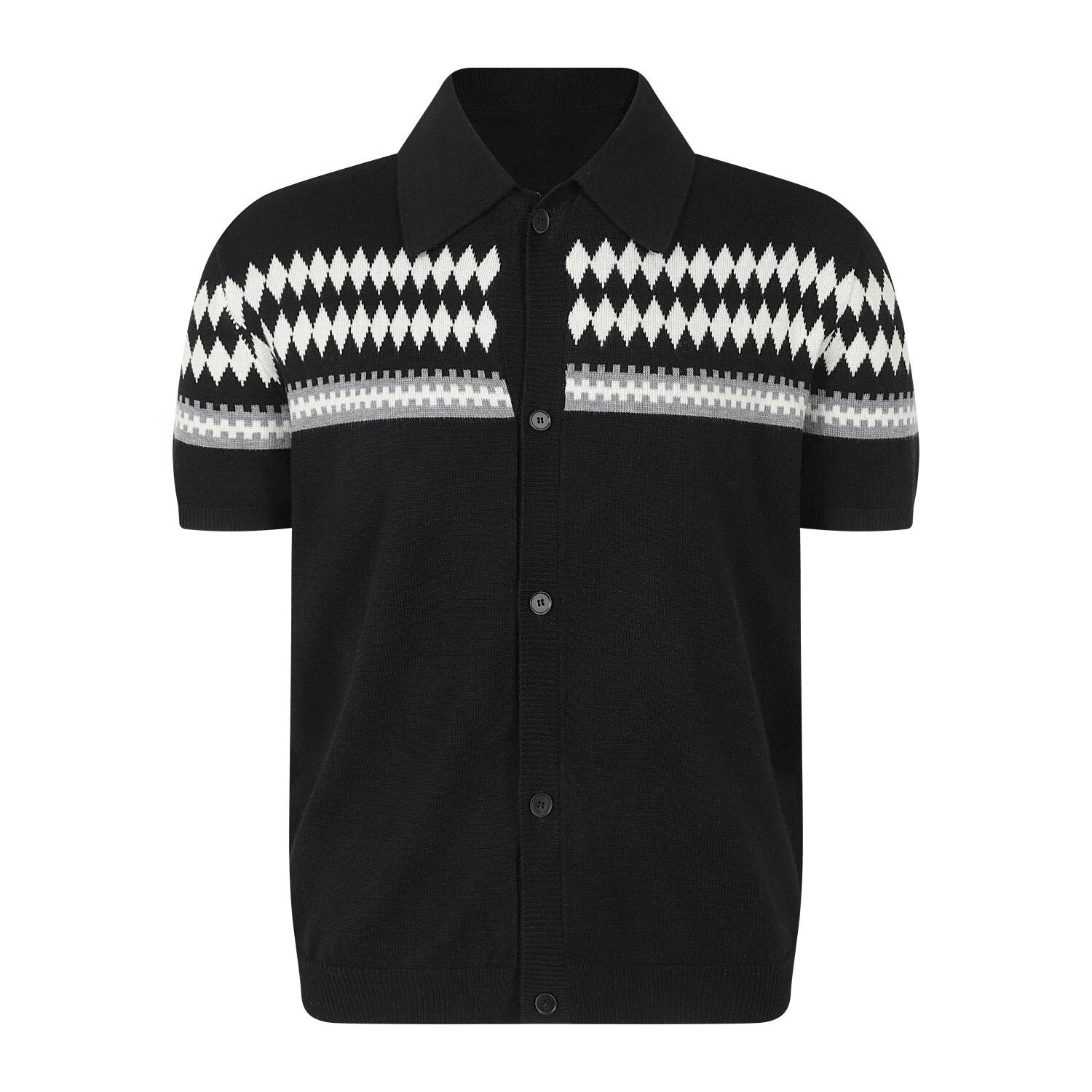 Nordic Band Knit Button Shirt
