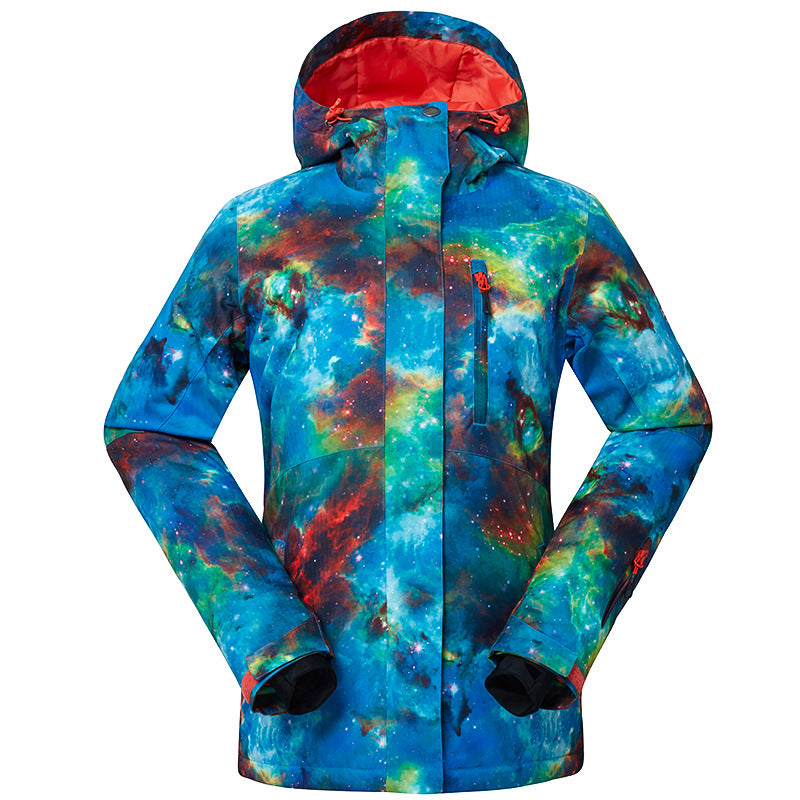 Colorful Tie-Dye Hooded Ski Jacket
