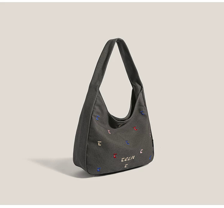 Confetti Stitch Canvas Hobo Bag