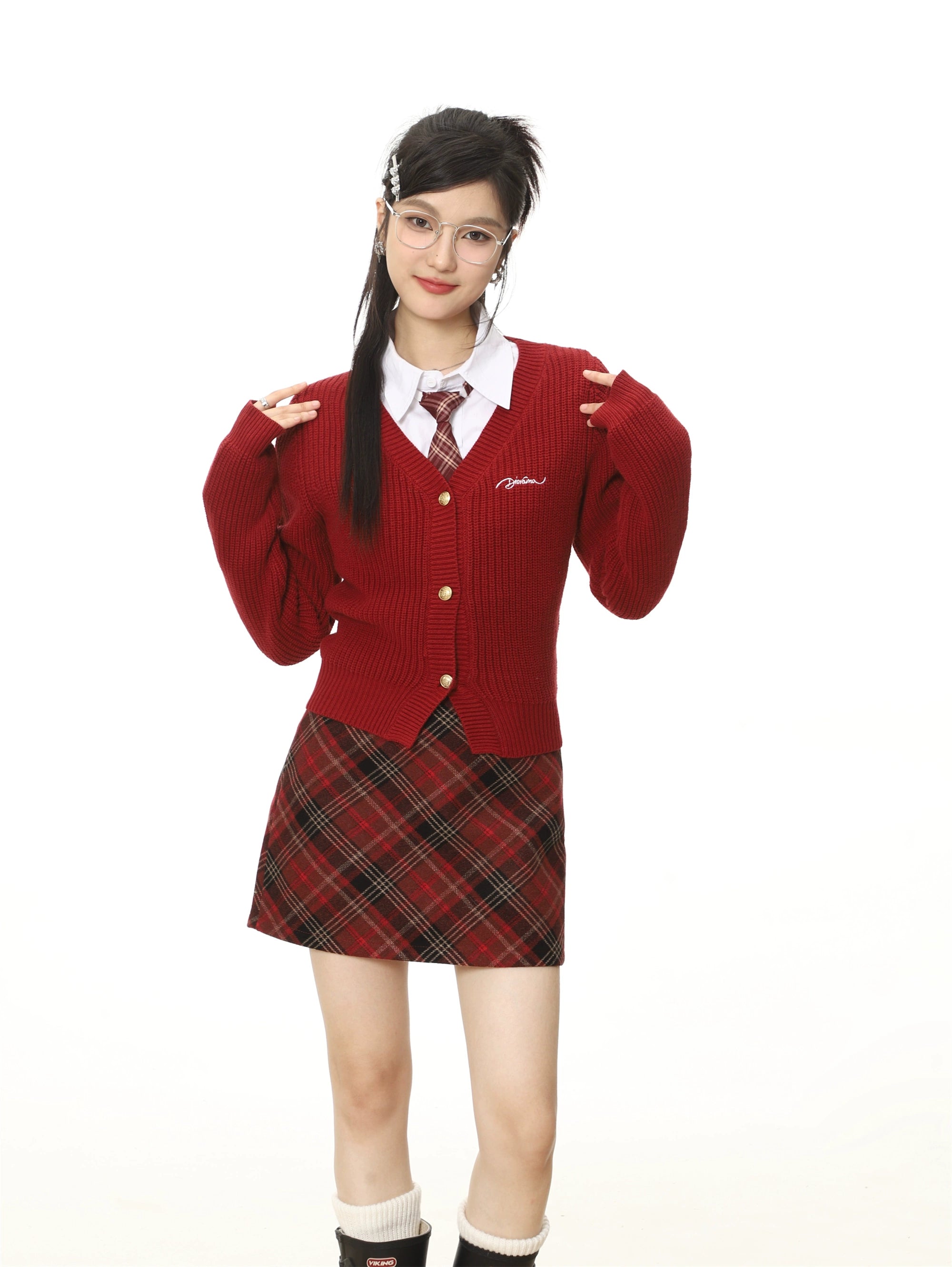 Jupe à carreaux à taille haute