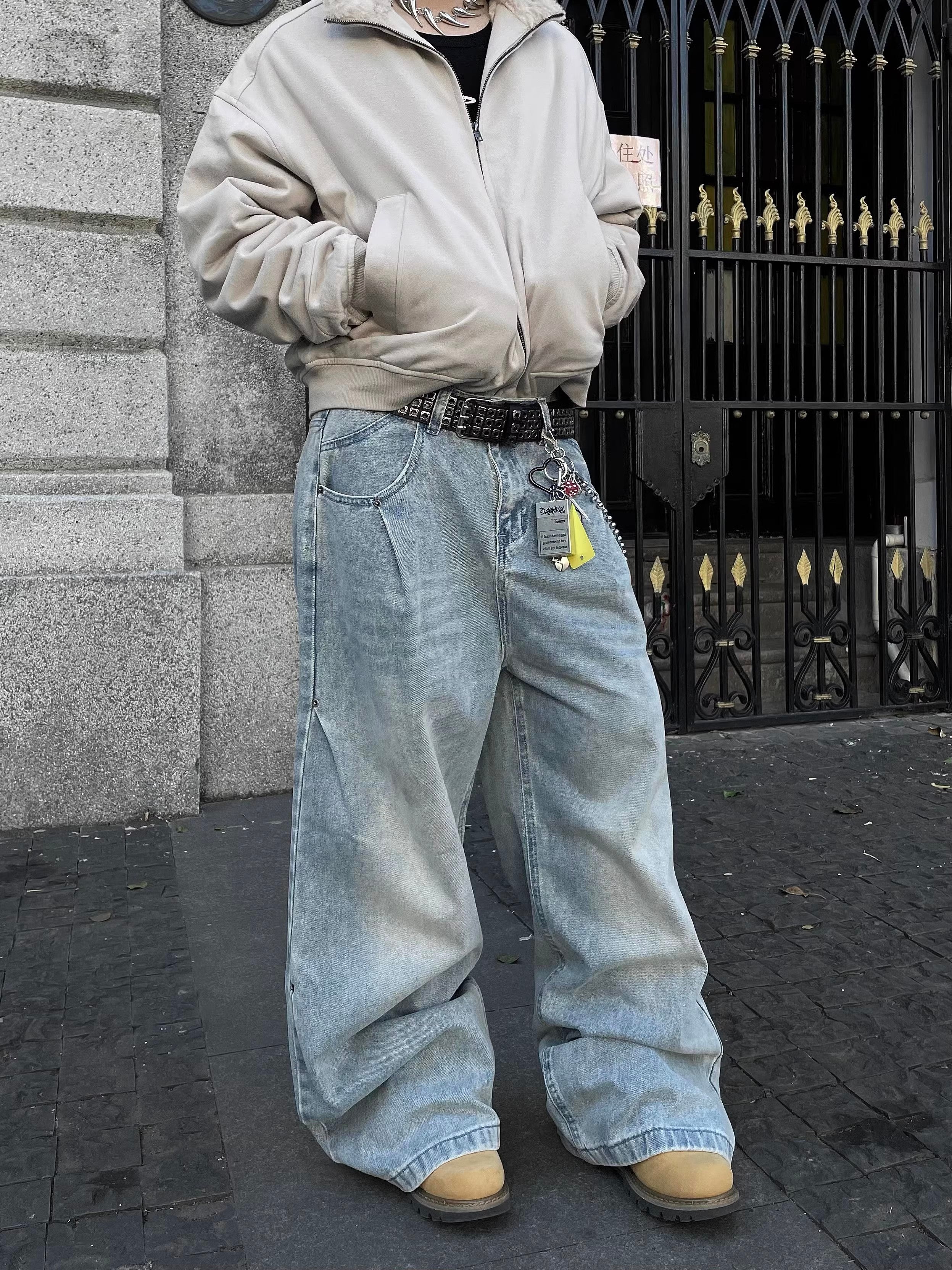 Frosted Stone Wide Leg Jeans