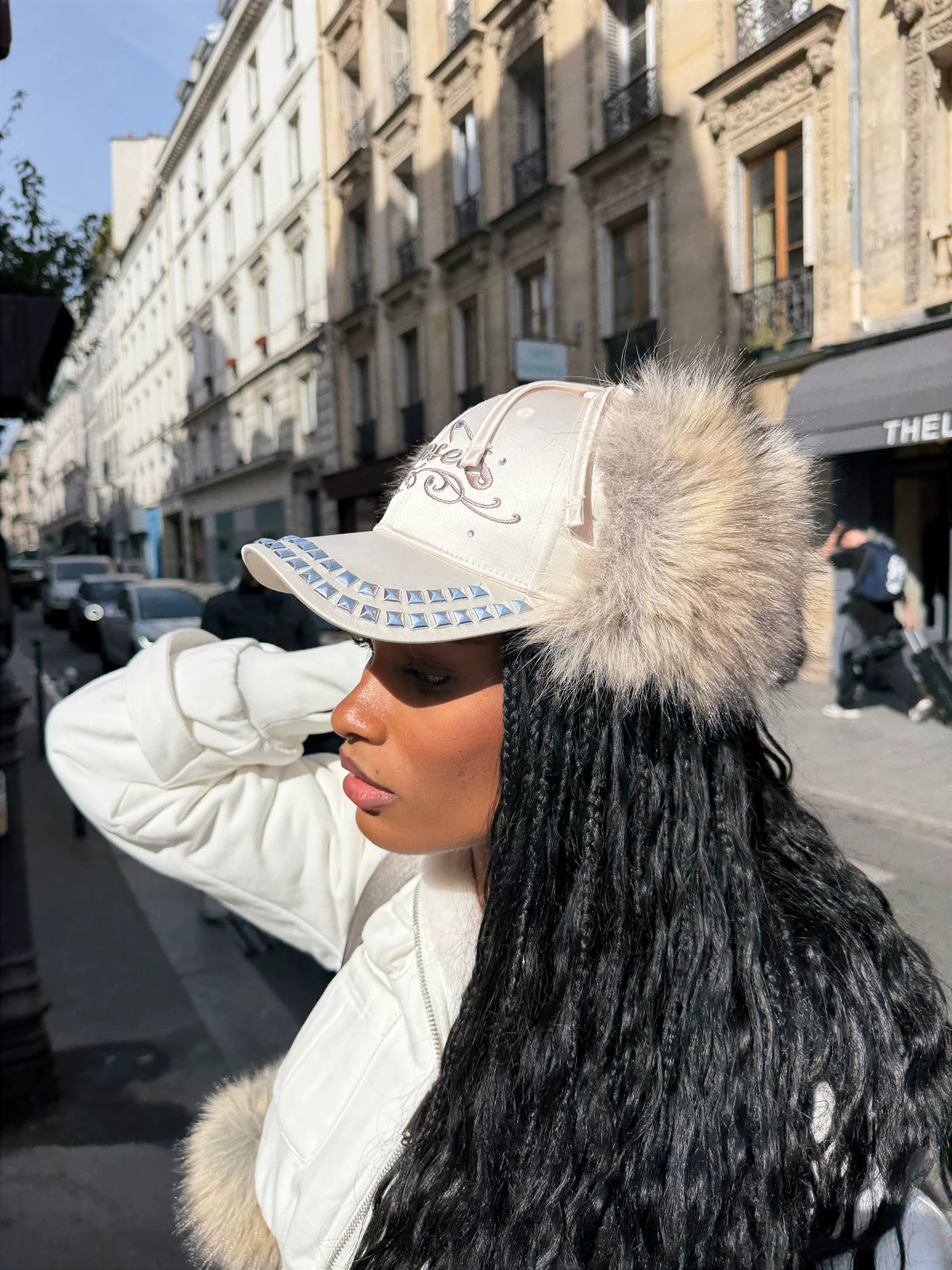 Frosted Angel Rhinestone Earflap Caps