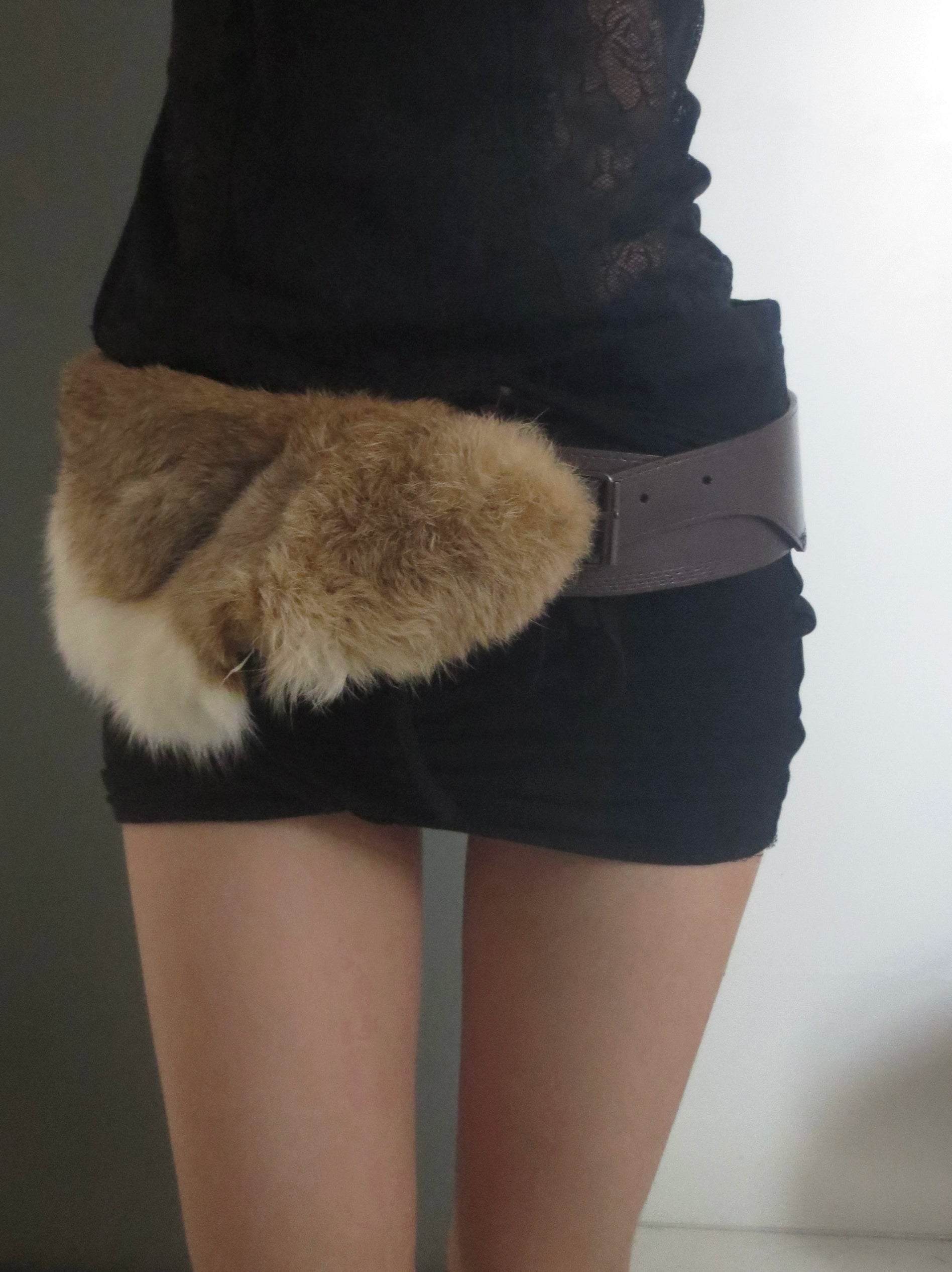 Faux Fur Belted Waist Belt