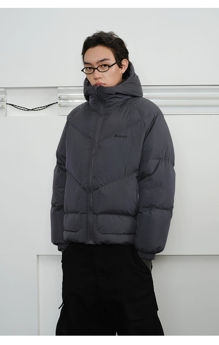 Slate Grey Puffer Hooded Jacket