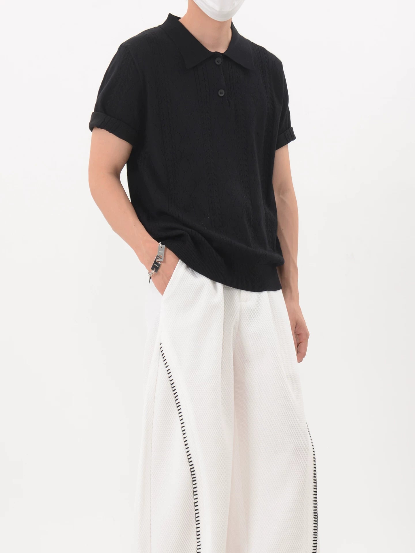 Frost Textured Lattice Knit Polo