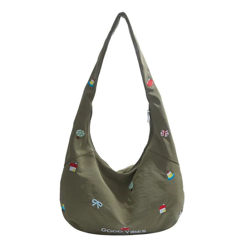 Good Vibes Embroidered Hobo