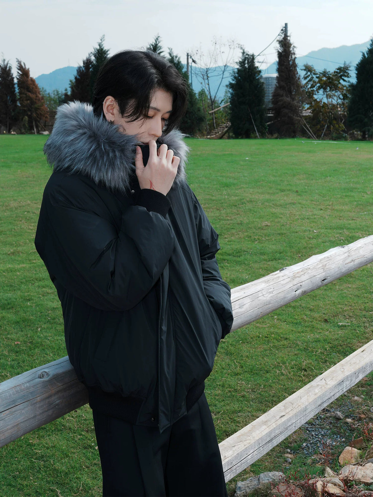 Fur-Trim Oversized Puffer Jacket