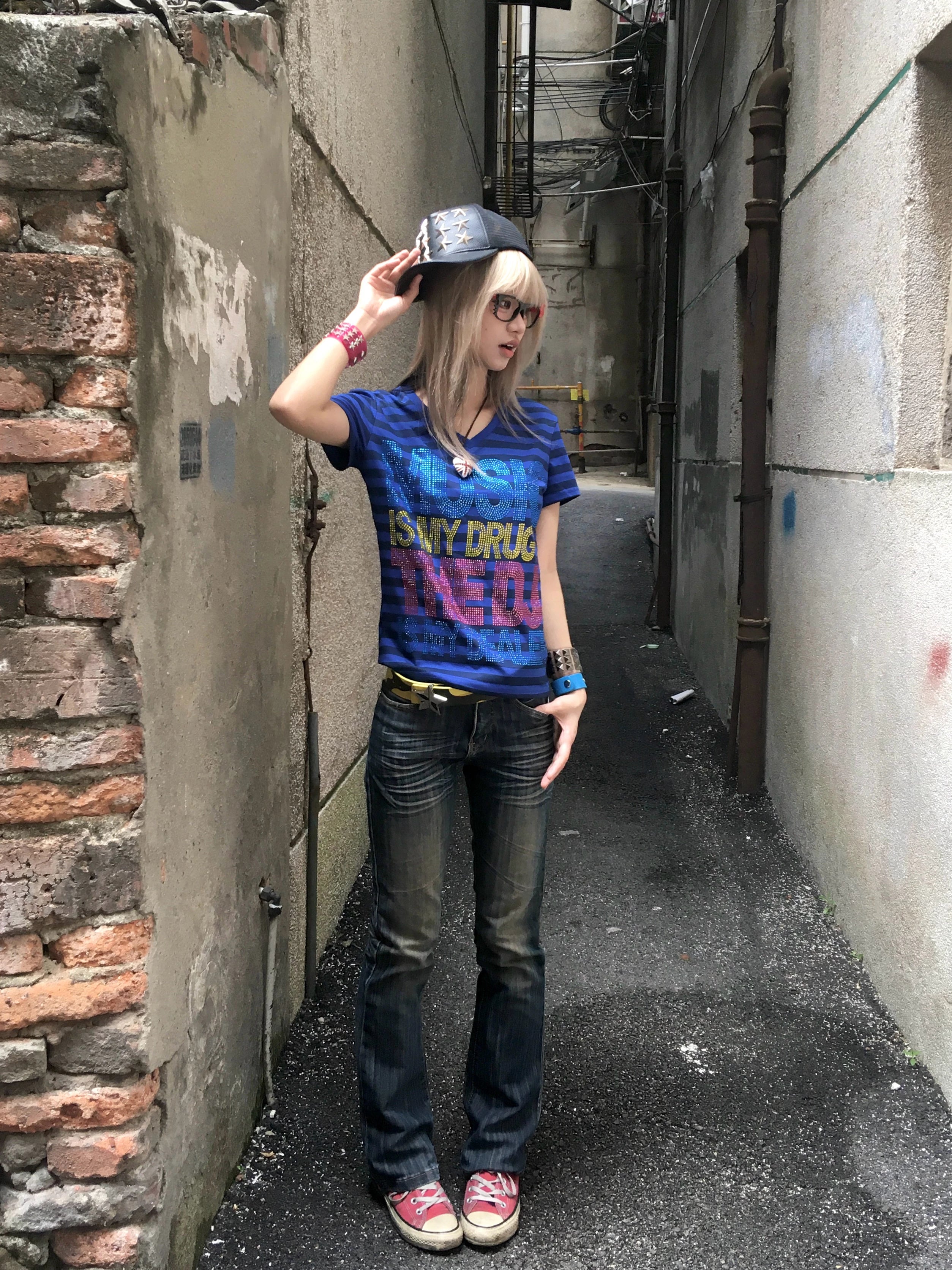 Music Is My Drug Rhinestone Stripe Tee