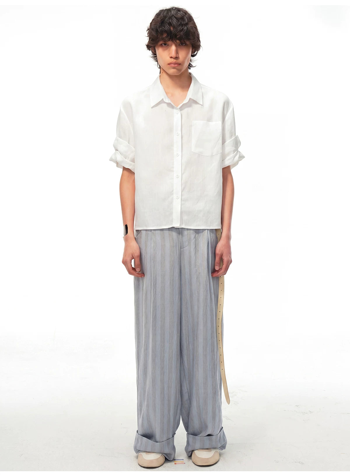 Linen Relaxed Button-Up Shirt