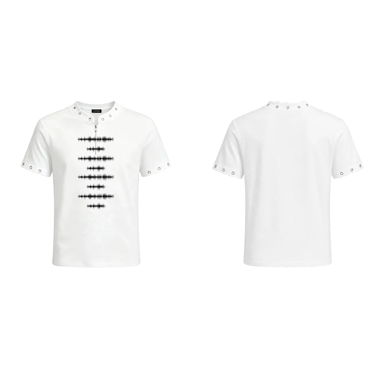 Rivet Collar Graphic Zip Tee