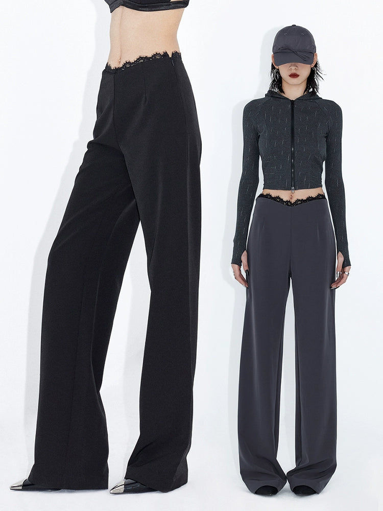 Moonlit Lace-Waist Wide-Leg Pants