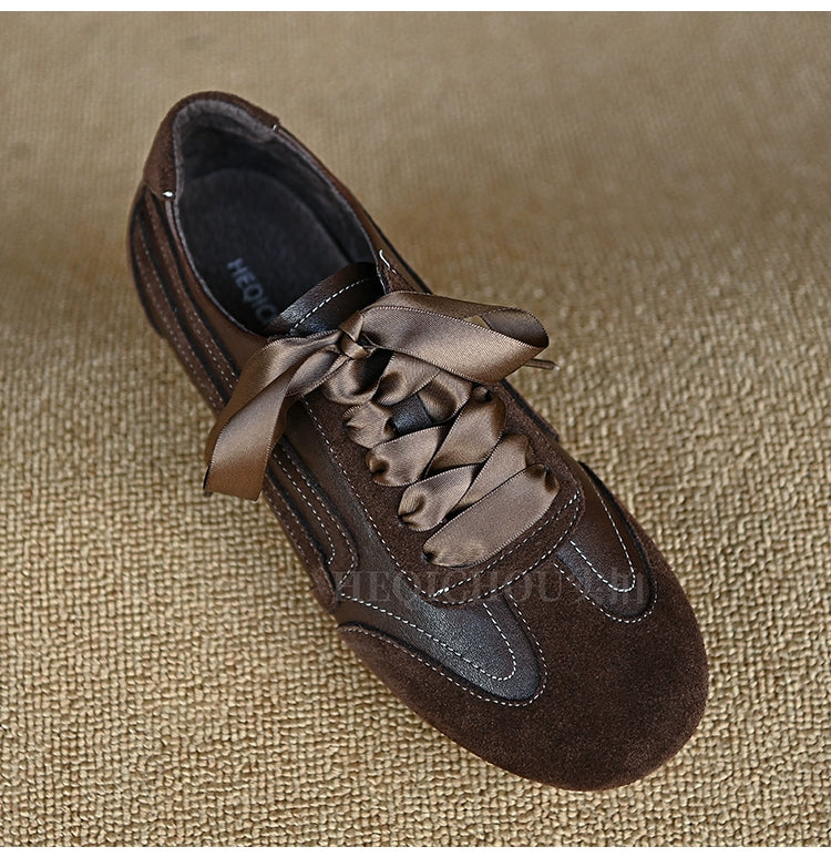 Mocha Satin Ribbon Sneaker