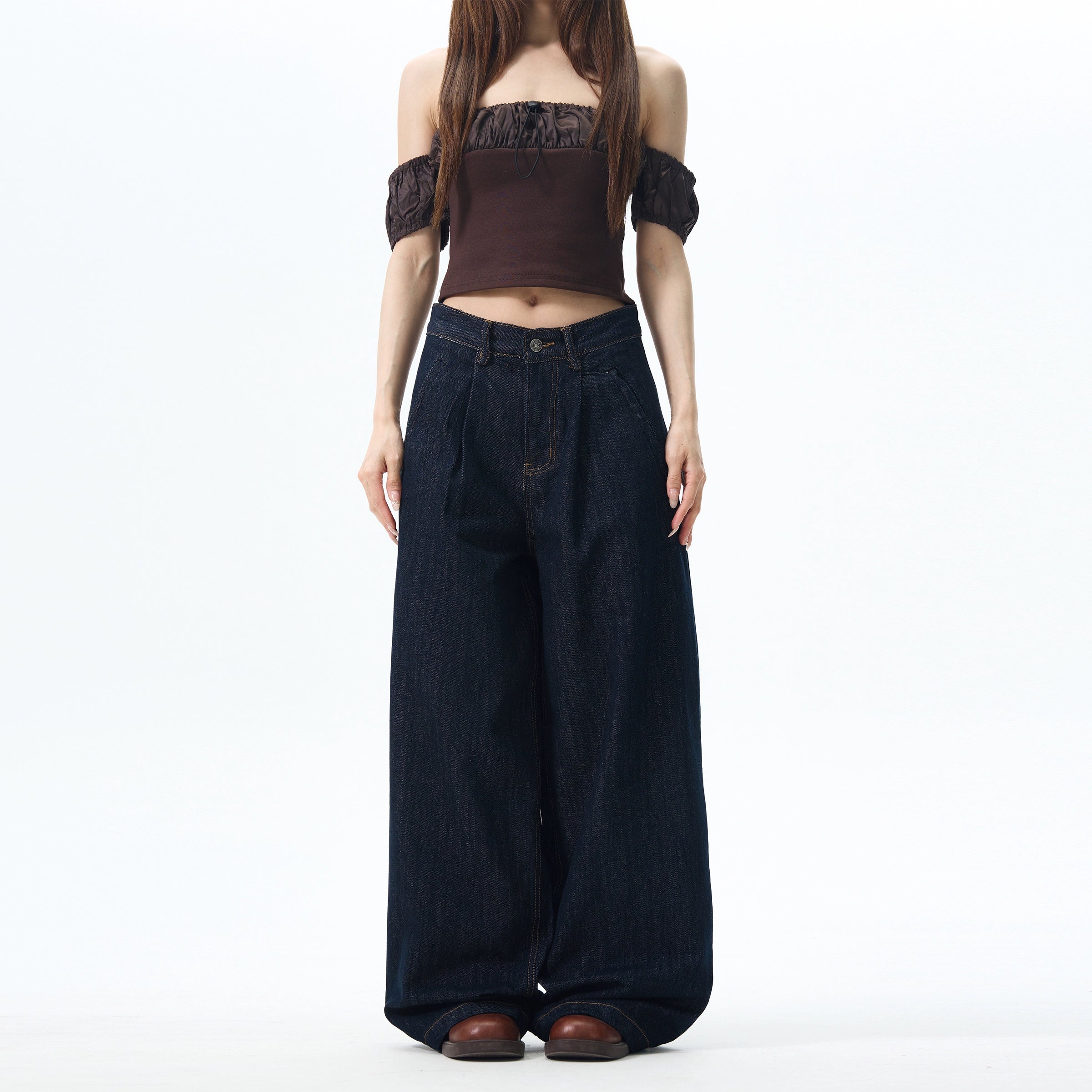 Dark Indigo Wide Leg Skater Jeans