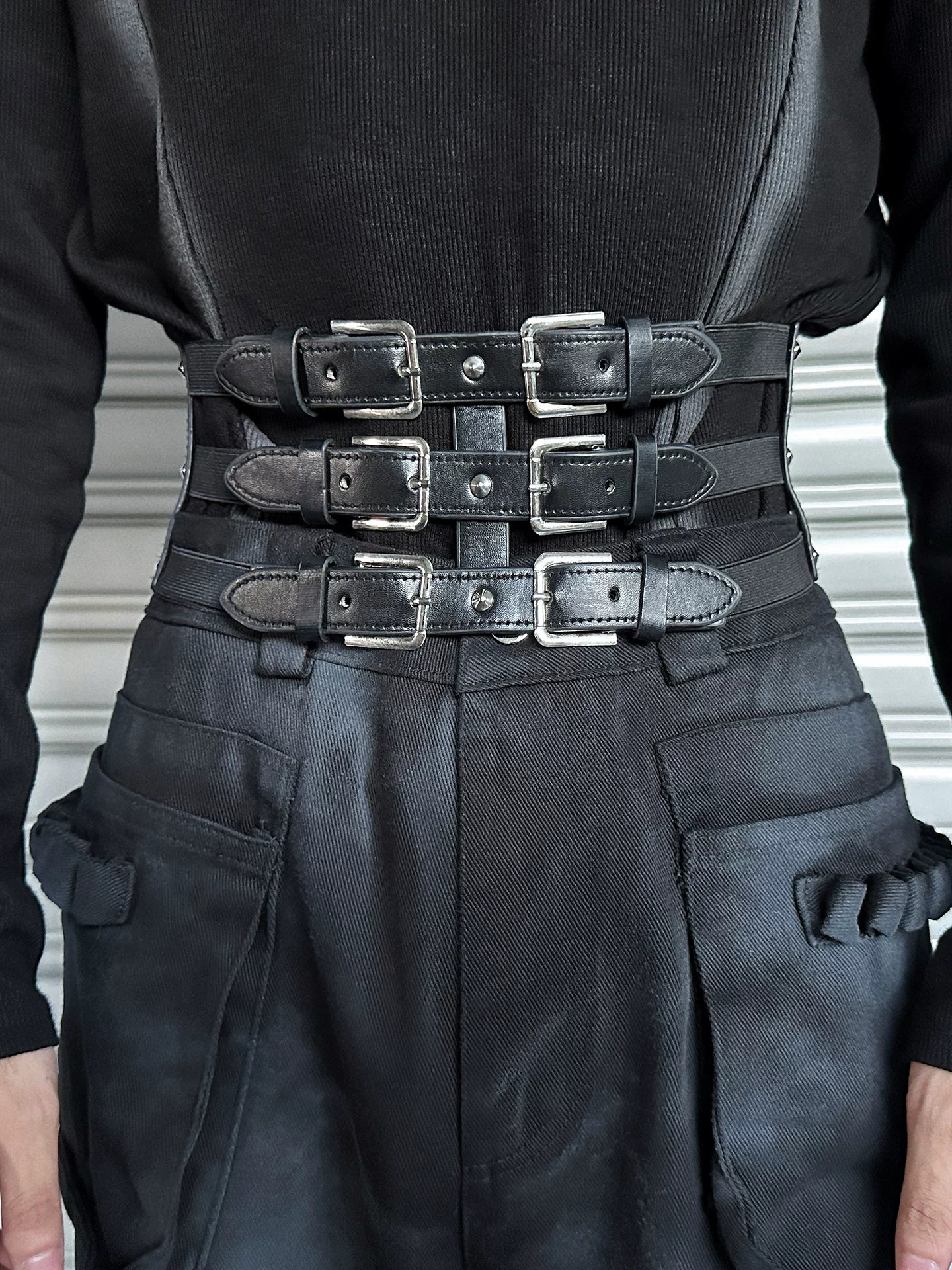 Midnight Reactor Triple-Buckle Corset Belt