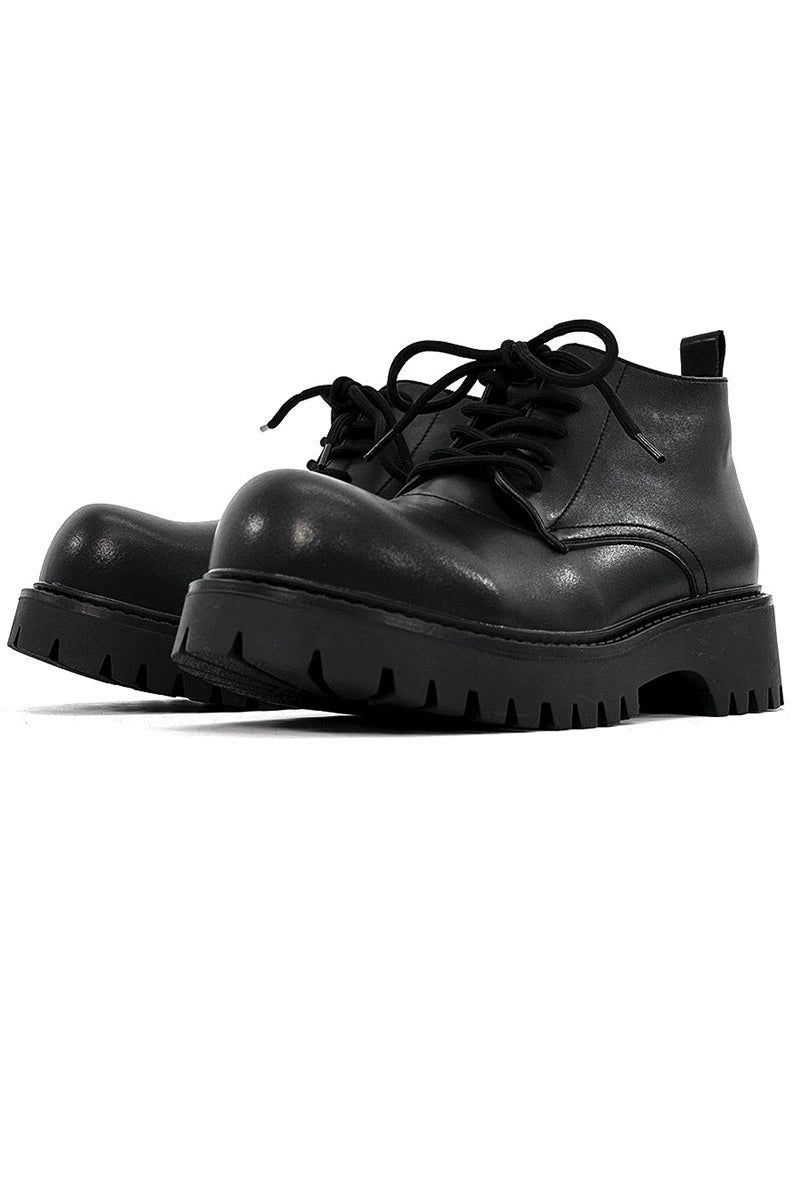 Chunky Black Platform Derby Shoes with Lug Soles
