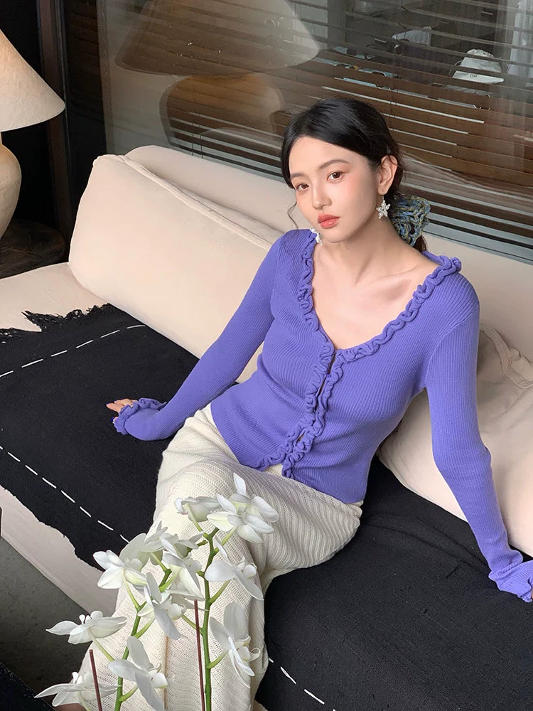 Rolled-Edge Knit Top