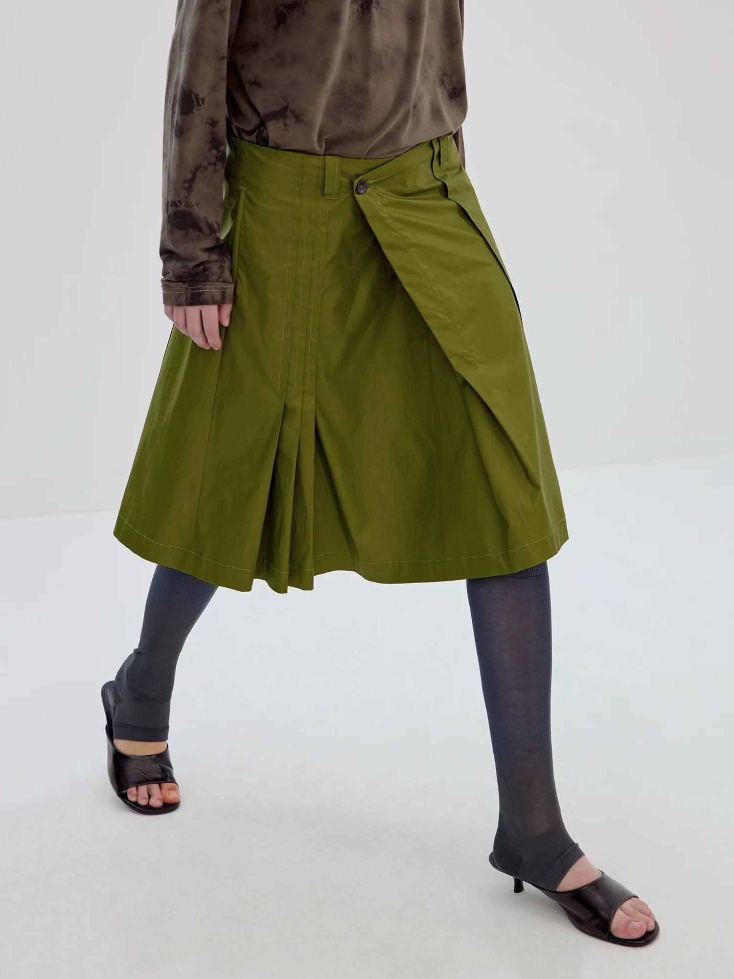 Mossveil Pleated Mini Skirt