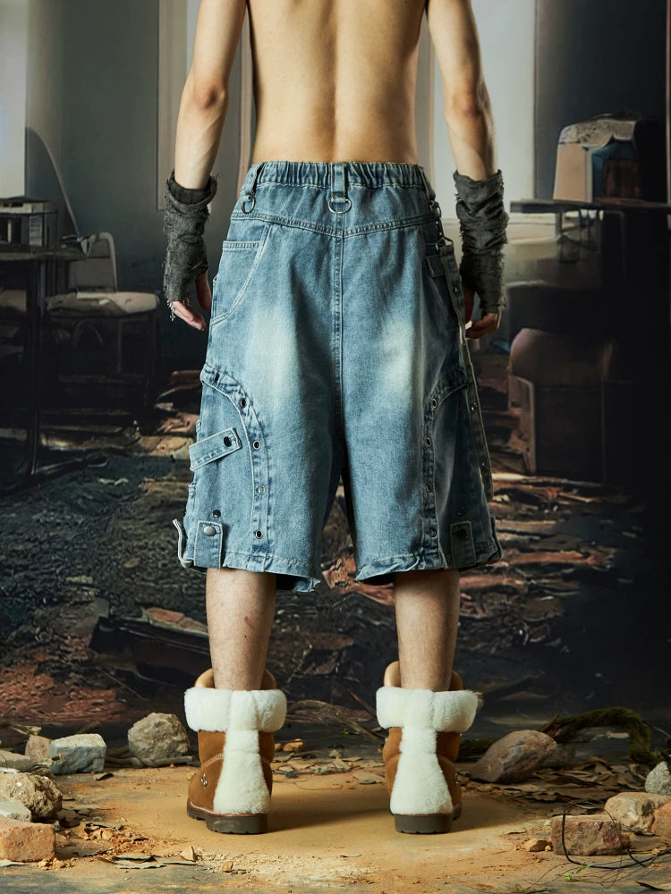 Wasteland Harness Cargo Denim Shorts