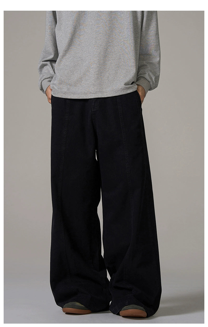 Wide-Leg Brown Wool Trousers