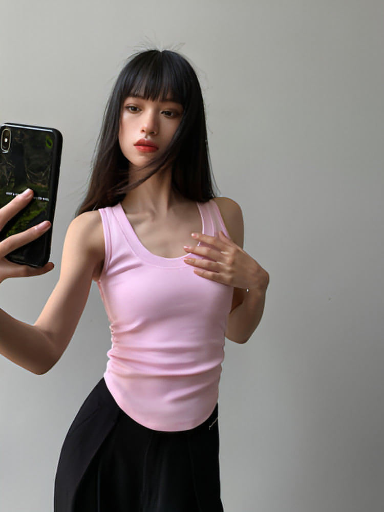 Summer Black Slimming Knitted Tank Top - chiclara